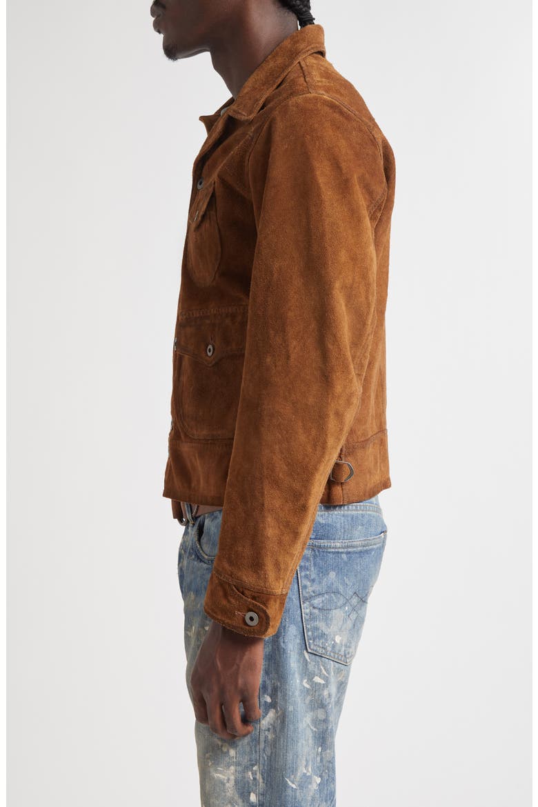 Alston Roughout Leather Jacket, Alternate, color, BROWN