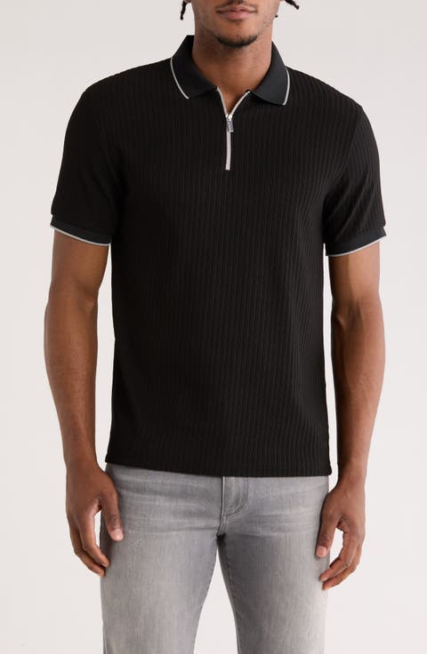Tipped Half Zip Knit Polo