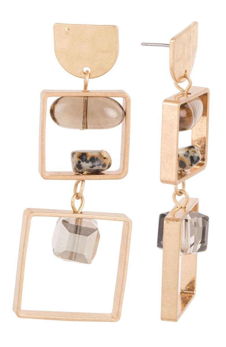 SAACHI Sedona Stone Accent Square Double Drop Earrings, Main, color, 