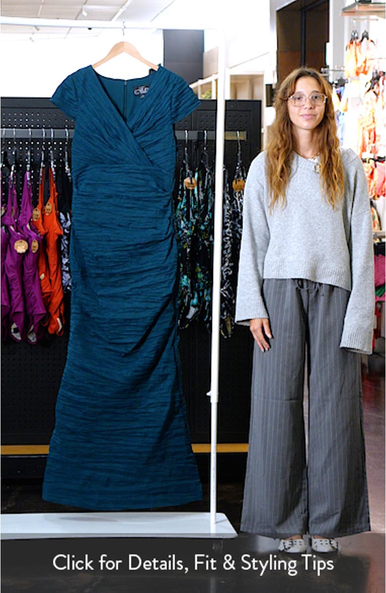 Crinkle Stretch Taffeta Mermaid Gown, sales video thumbnail