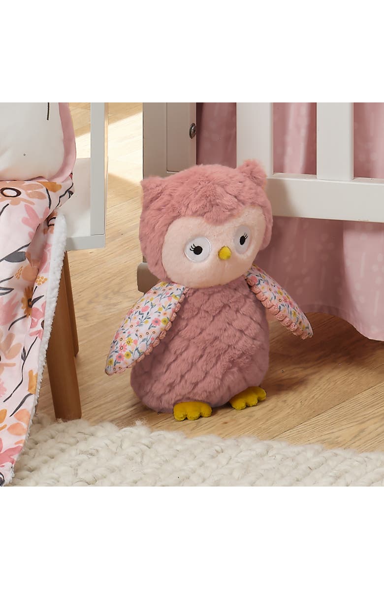 Lambs & Ivy Little Garden Textured Floral Plush Owl Stuffed Animal Toy - Twiggy, Alternate, color, Pink