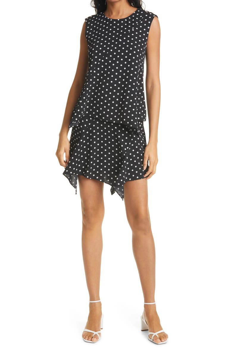 Laura Dot Print Uneven Hem Skirt, Alternate, color, BLACK/WHITE