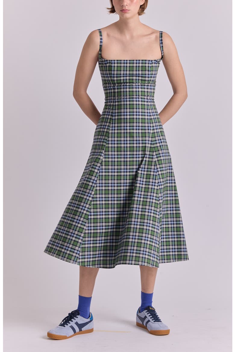 Micaela Cotton A-Line Midi Dress, Main, color, Kilt Print
