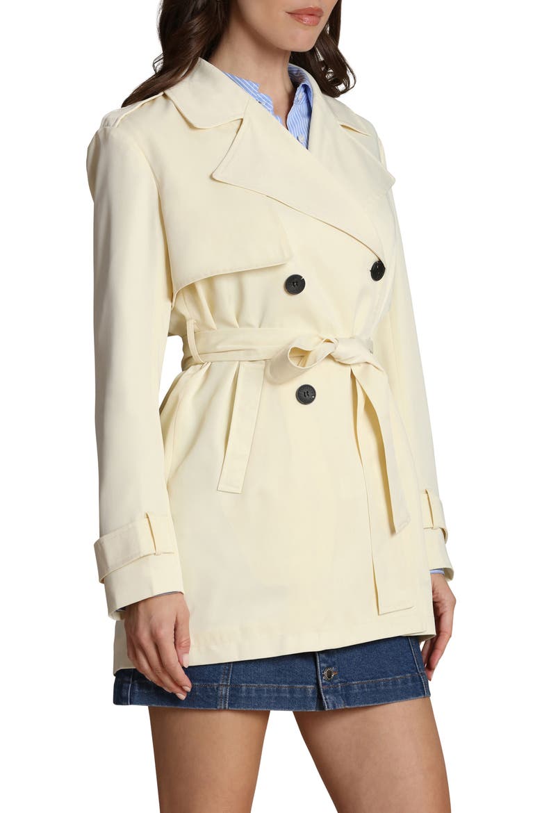 Double Breasted Short Trench Coat, Alternate, color, BUTTERMILK