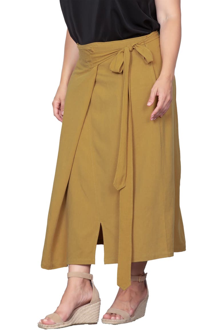 Wrap Maxi Skirt, Alternate, color, BROWN