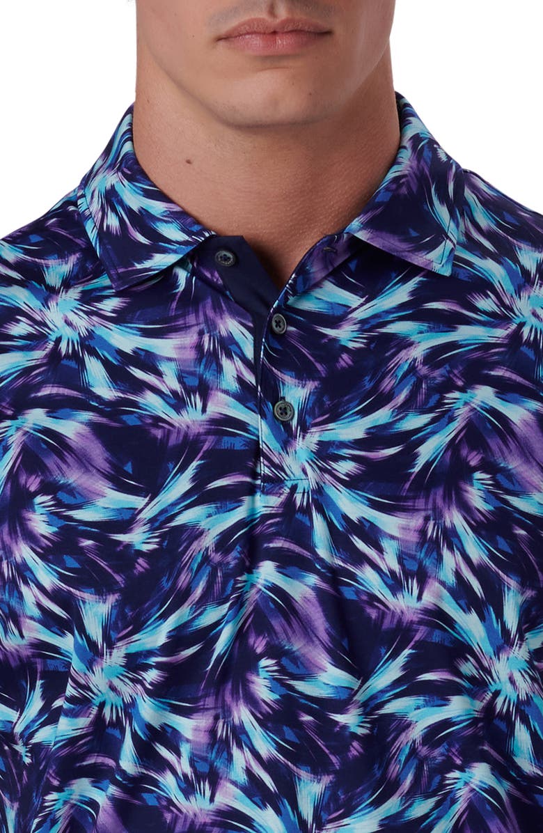Bugatchi Digital Print Cotton Polo Shirt, Alternate, color, Orchid