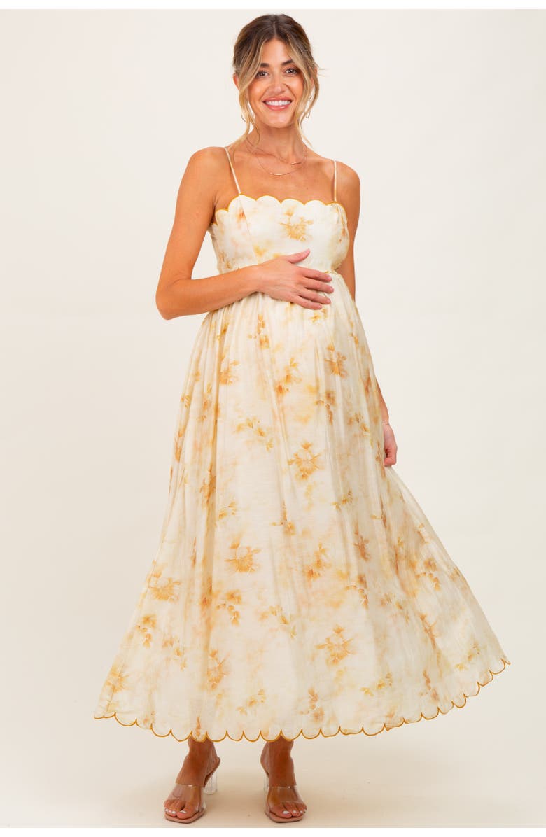 PinkBlush Faded Floral Scallop Edge Cutout Midi Dress, Alternate, color, 