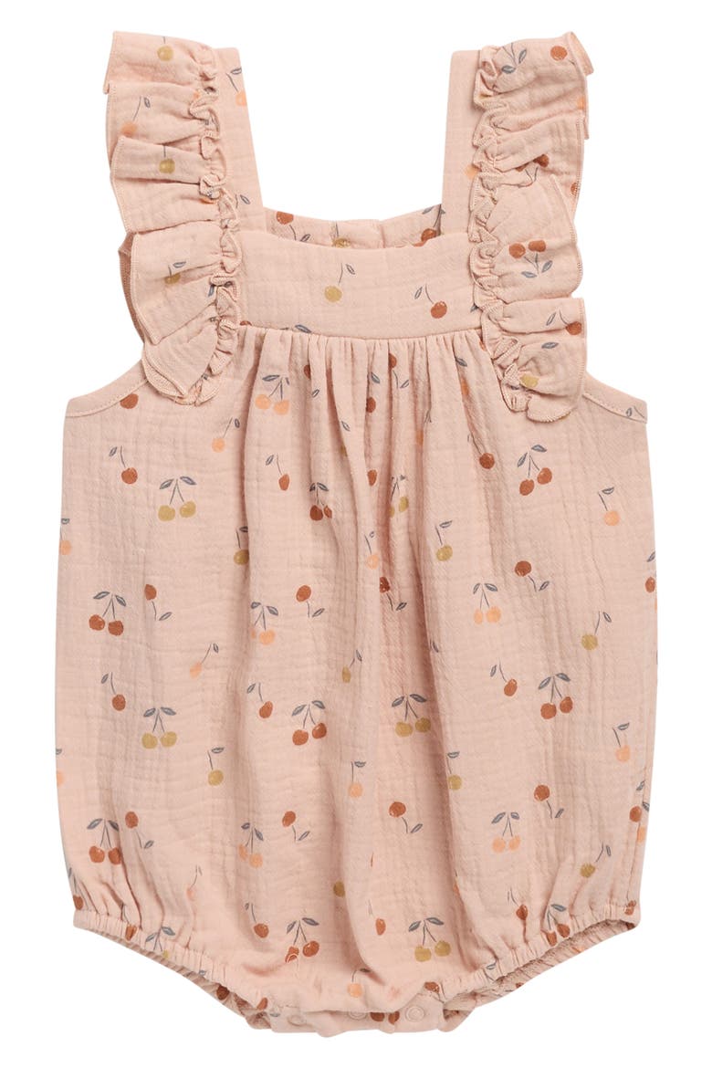 Maya Flutter Sleeve Organic Cotton Bubble Romper, Main, color, BLUSH