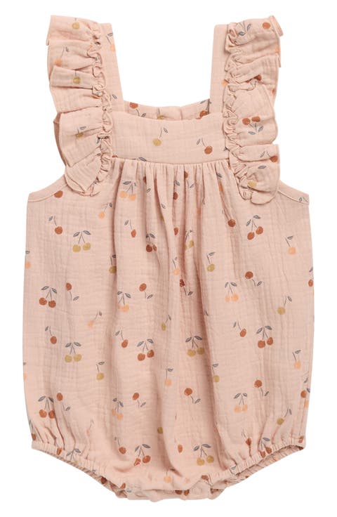 Maya Flutter Sleeve Stretch Organic Cotton Bubble Romper (Baby)