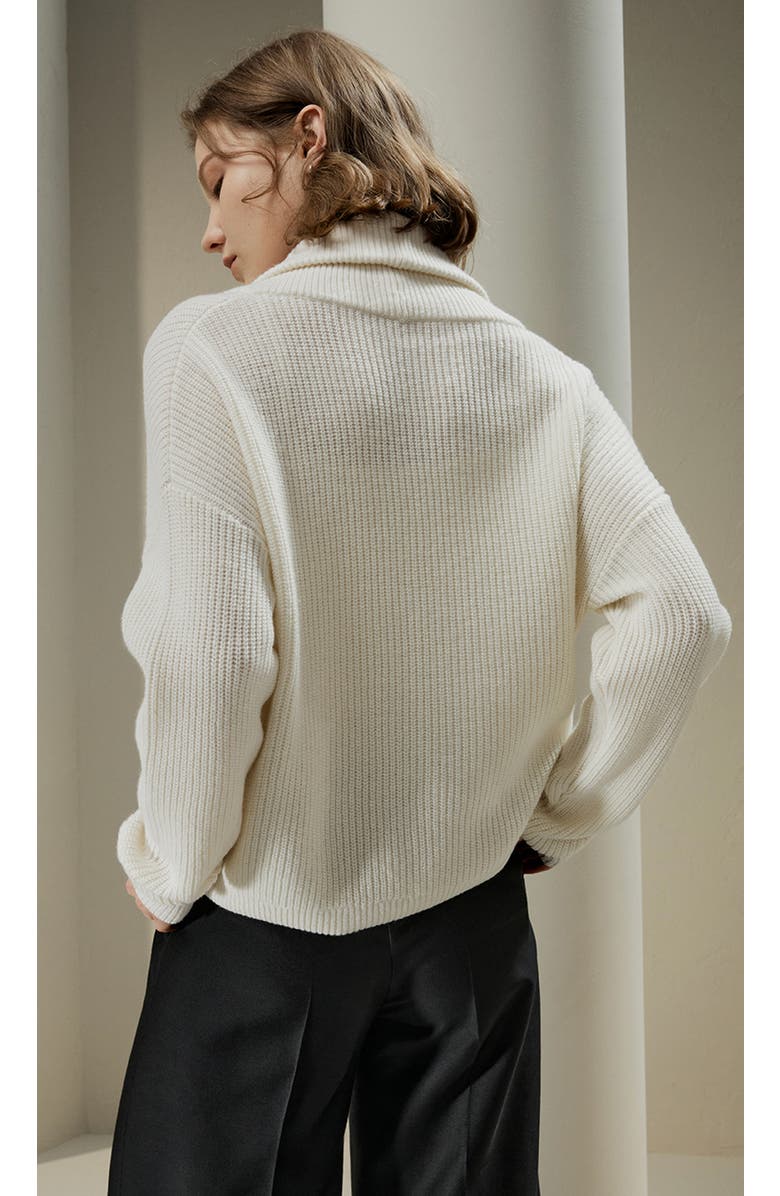Lilysilk Women's Wool Knit Shawl Collar Cardigan, Alternate, color, White