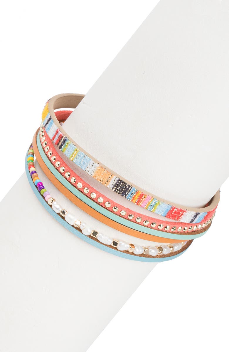 SAACHI Multicolor Beaded Freshwater Pearl Multi-Strand Bracelet, Alternate, color,