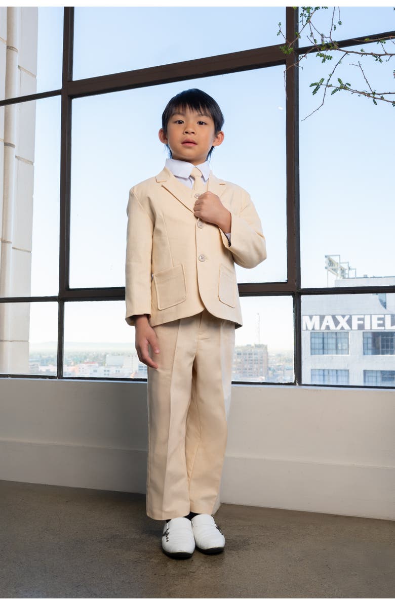 Peanut Butter Collection Kids' Joey Safari 5-Piece Linen Suit, Alternate, color, Sand