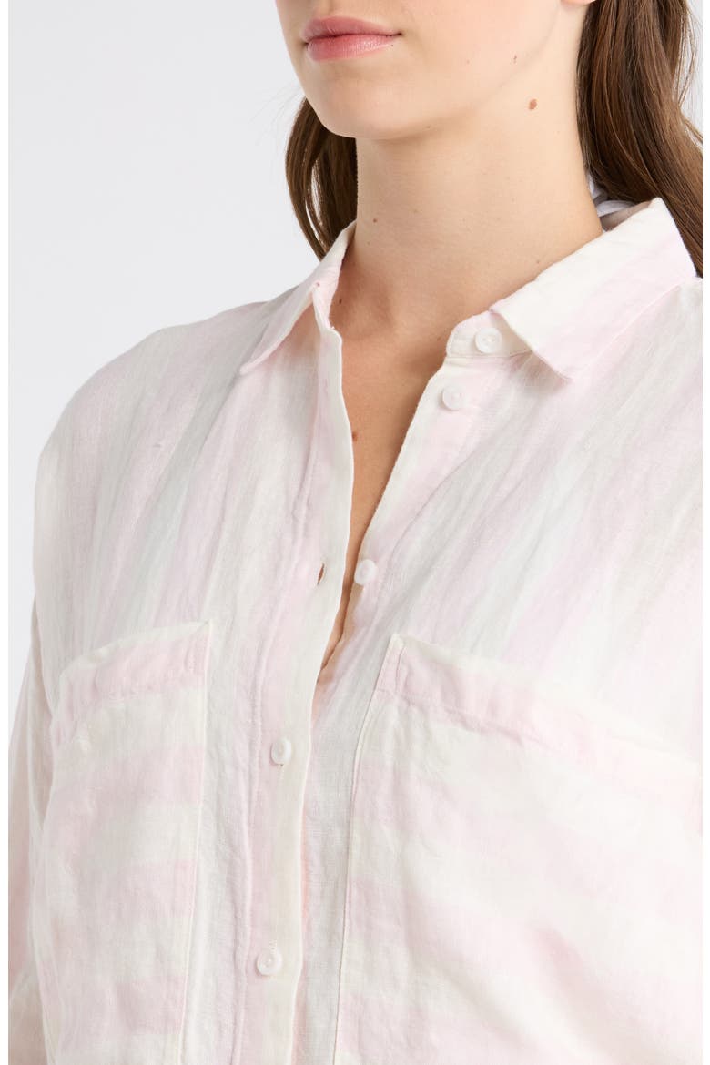 Getaway Stripe Linen Cover-Up Shirt, Alternate, color, POOLSIDE DELIGHT/ COCONUT