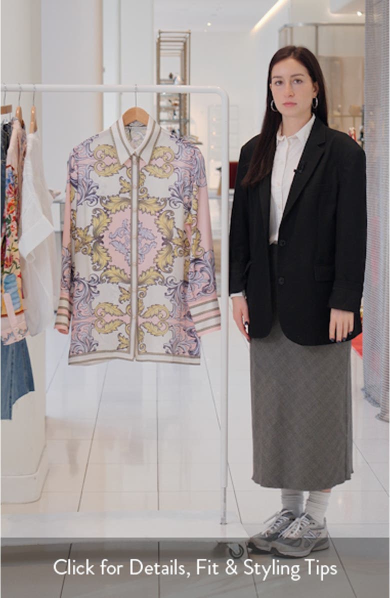 Lane Scarf Print Long Sleeve Button-Up Shirt, sales video thumbnail