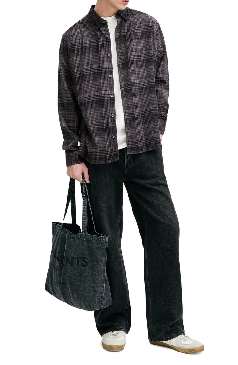 AllSaints Sonik Plaid Flannel Button-Up Shirt, Alternate, color, 