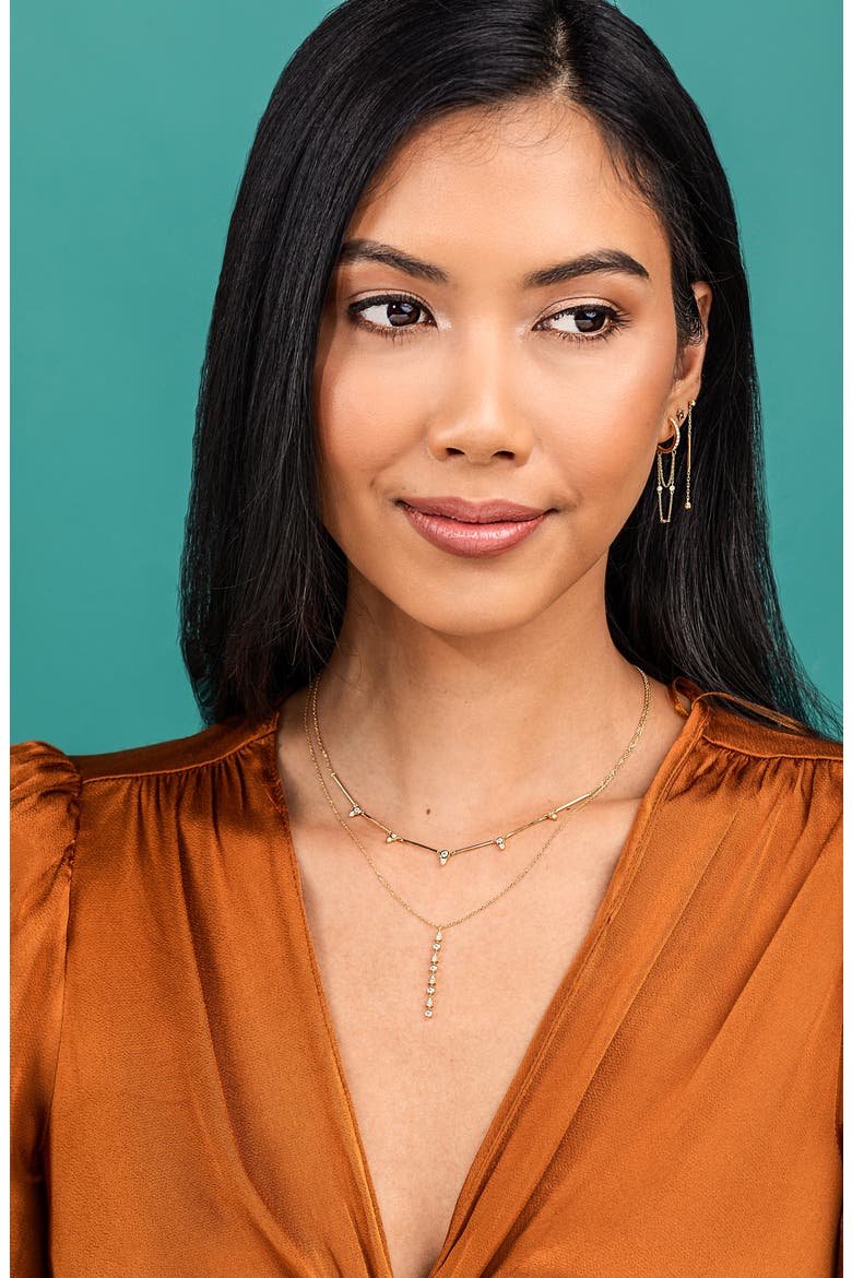 Maya Diamond Linear Drop Necklace (Nordstrom Exclusive), Alternate, color, 18KY