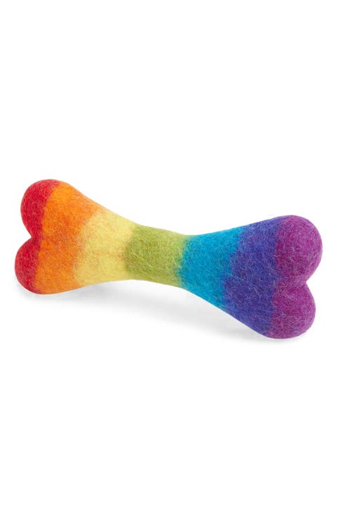 Rainbow Bone Felted Wool Pet Toy