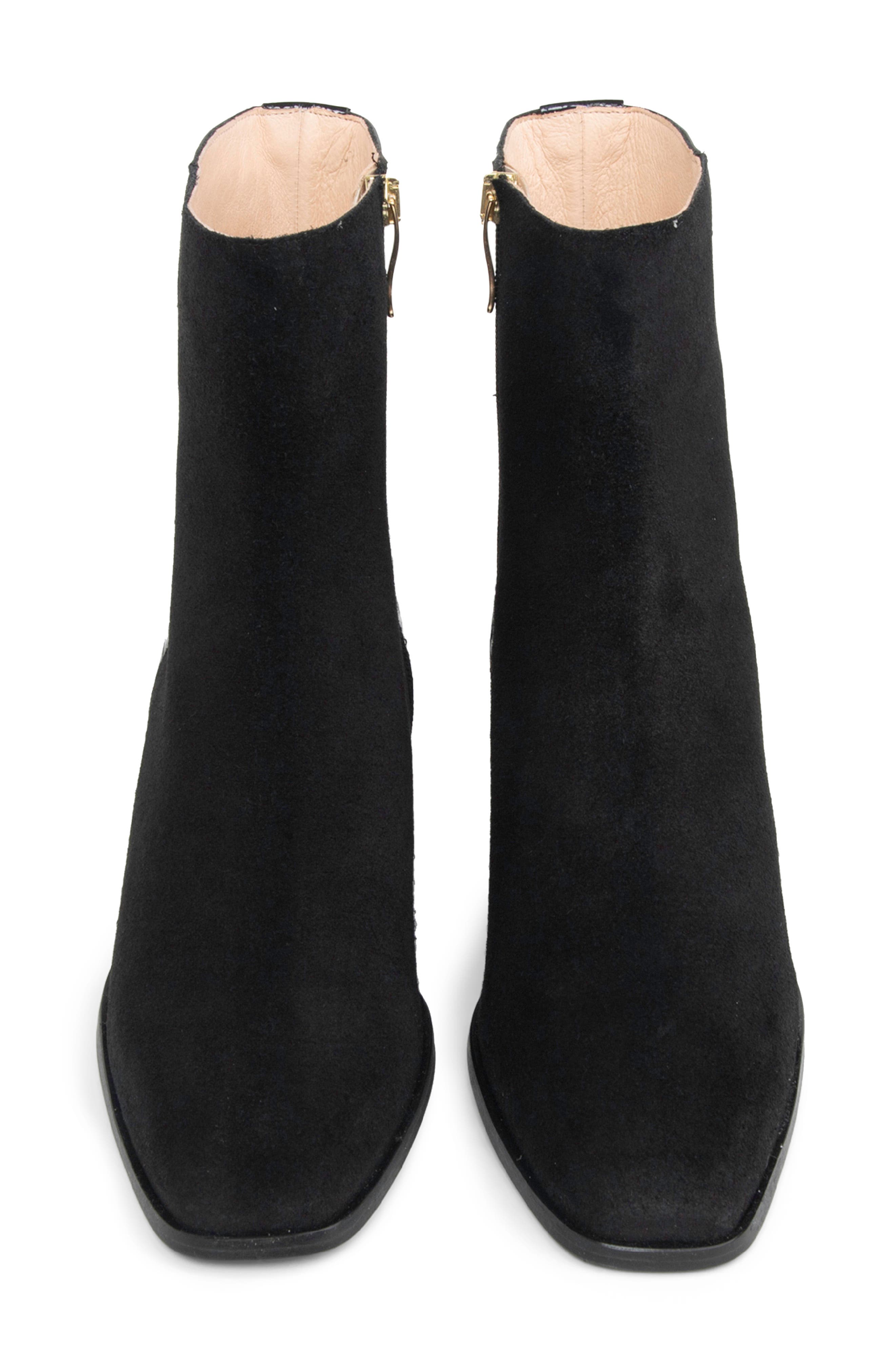 patricia green Dylan Croc Embossed Bootie, Alternate, color, Black