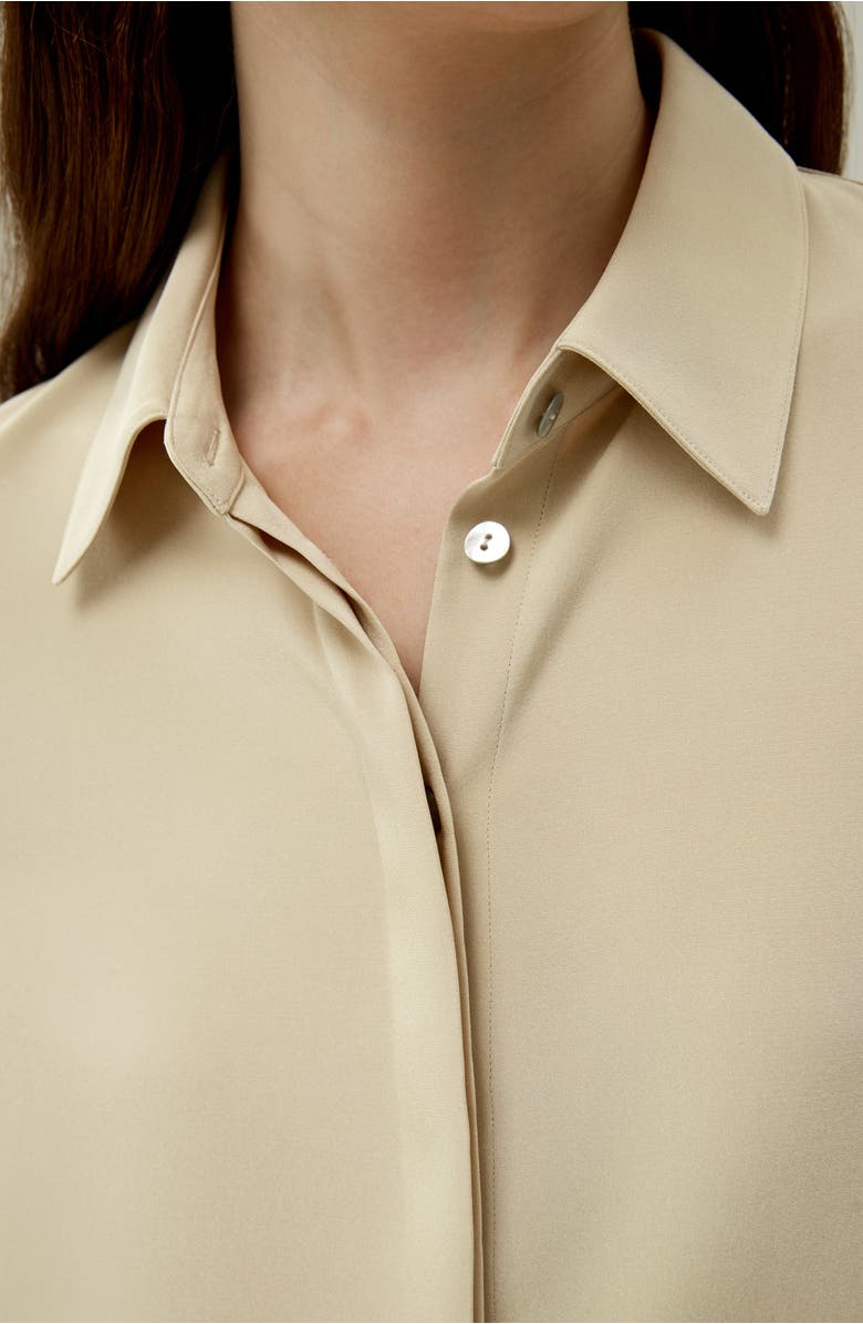 Lilysilk Graceful Button Up Silk Blouse, Alternate, color, Dune