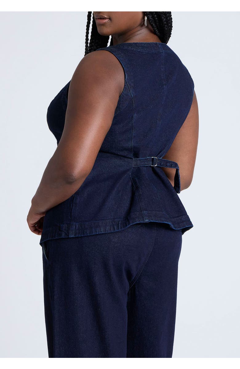 ELOQUII Denim Vest, Alternate, color, True Dark Rinse Denim
