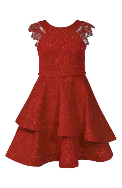 Kids' Metallic Lace Trim Party Dress (Big Kid)