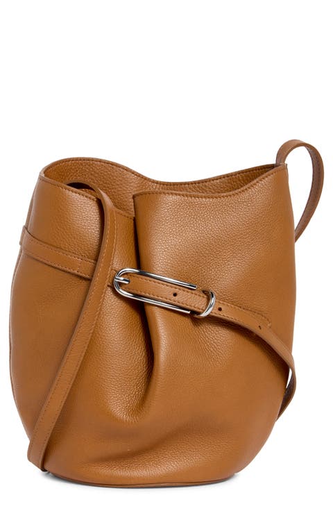 Medium Belted Leather Bucket Bag