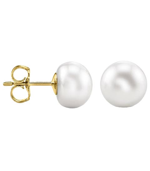 14K Yellow Gold Small Pearl Earrings