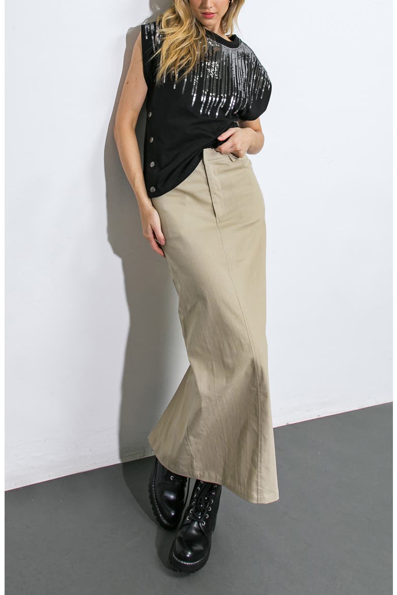 Pencil Midi Skirt, Alternate, color, KHAKI