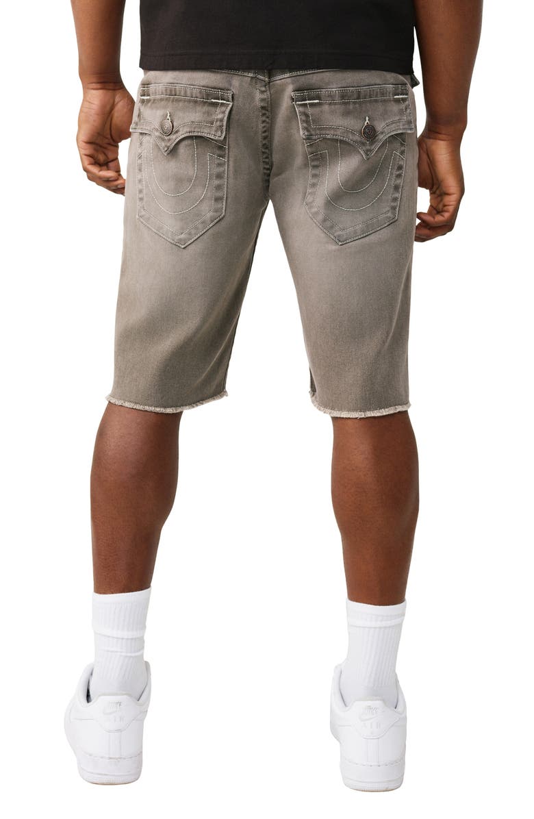 True Religion Ricky Frayed Straight Leg Denim Shorts, Alternate, color, Plankton Grey Wash