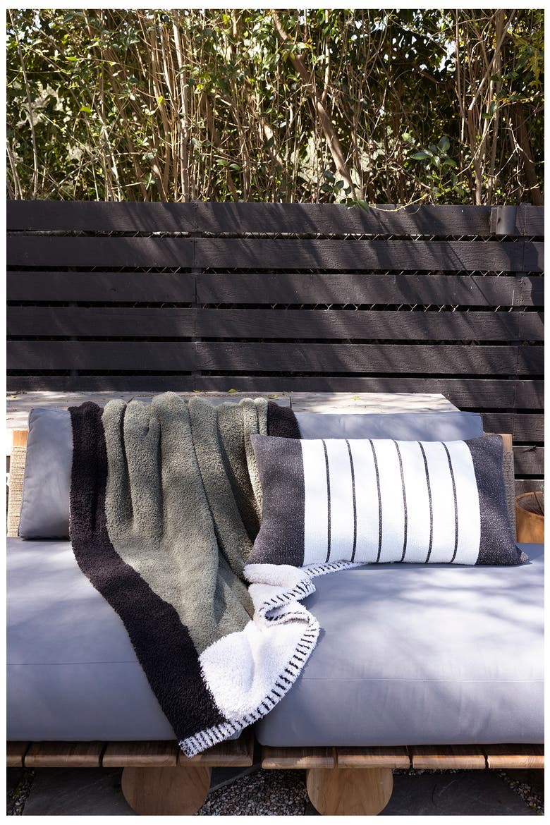 CozyChic® Border Stripe Pillow, Alternate, color, CREAM/CARBON