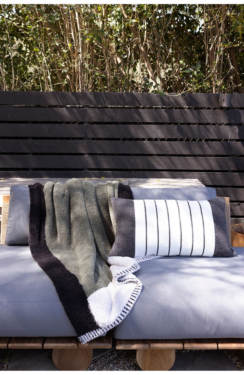 Barefoot Dreams<sup>®</sup> CozyChic<sup>®</sup> Border Stripe Pillow, Alternate, color, Cream/Carbon