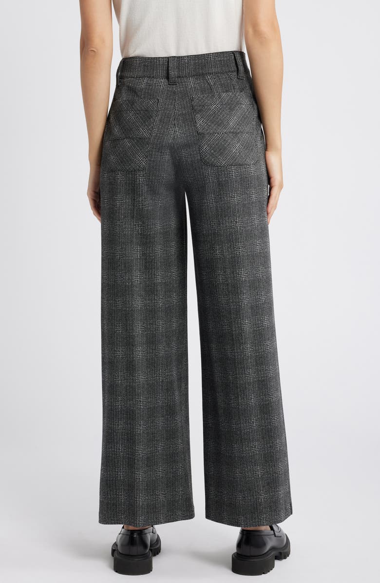 Wit & Wisdom Whitney 'Ab'Solution Skyrise Plaid Wide Leg Trousers, Alternate, color, Charcoal Black
