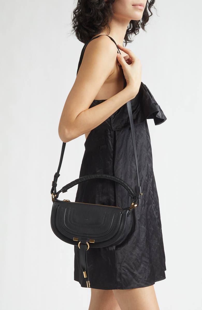 Chloé Mini Marcie Leather Camera Shoulder Bag, Alternate, color, Black