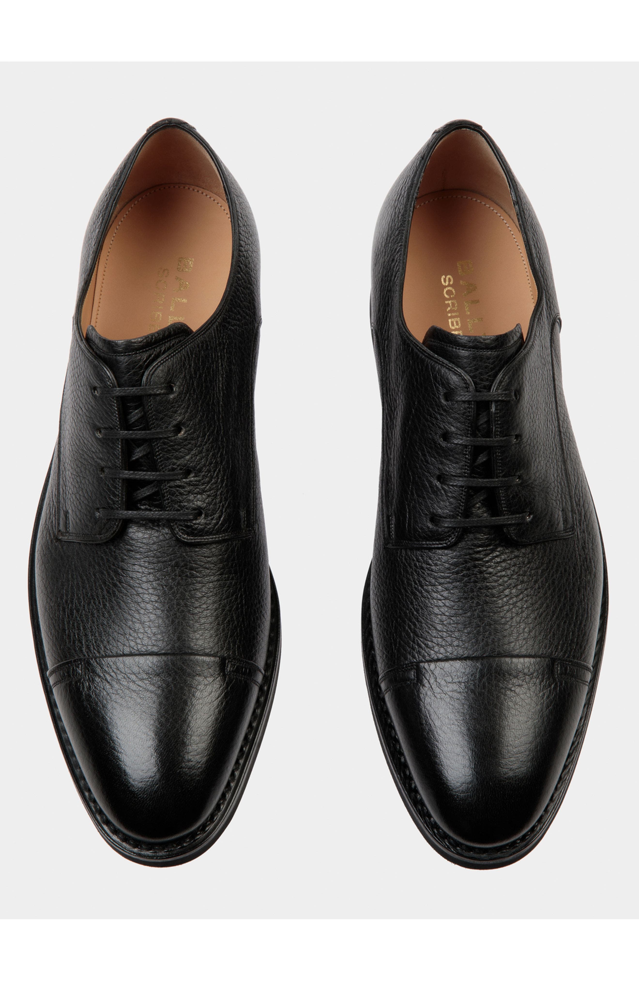 Bally Scribe Un Derby In Deer Leather, Alternate, color, Black