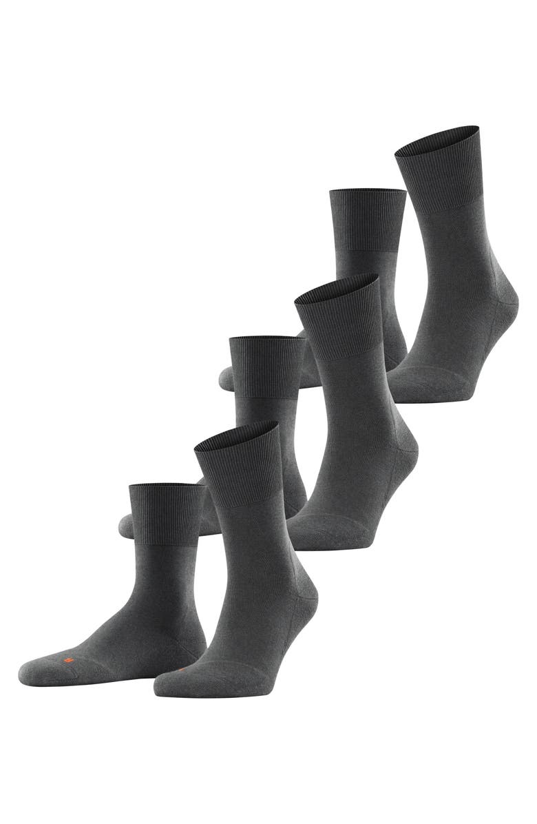 Falke Run Cotton Socks 3-Pack, Main, color, Dark Grey