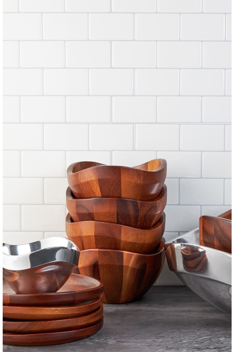 Billow Set of 4 Salad Bowls, Alternate, color, BROWN