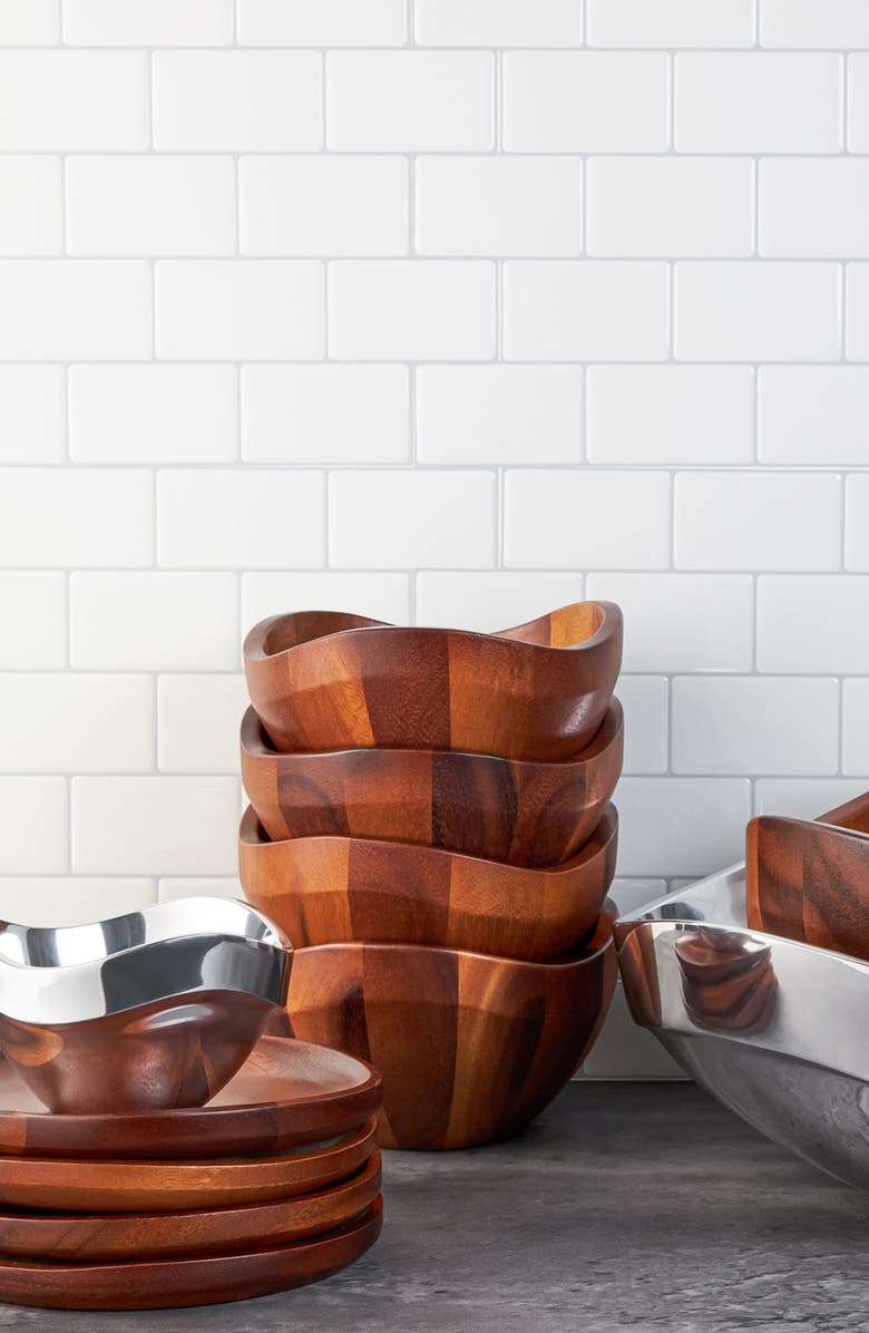 Nambé Billow Set of 4 Salad Bowls, Alternate, color, Brown