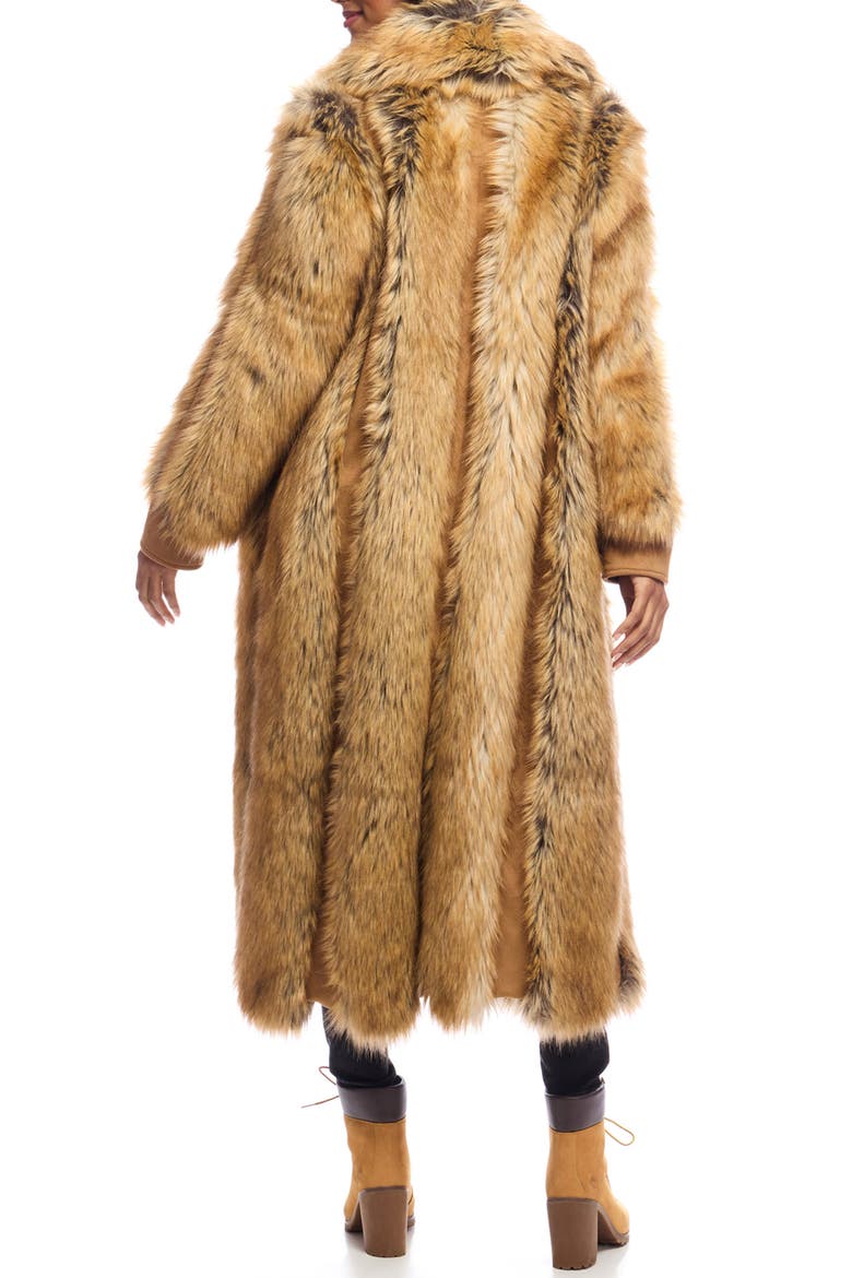 Goldie Faux Fur & Faux Suede Long Coat, Alternate, color, GOLDEN FOX