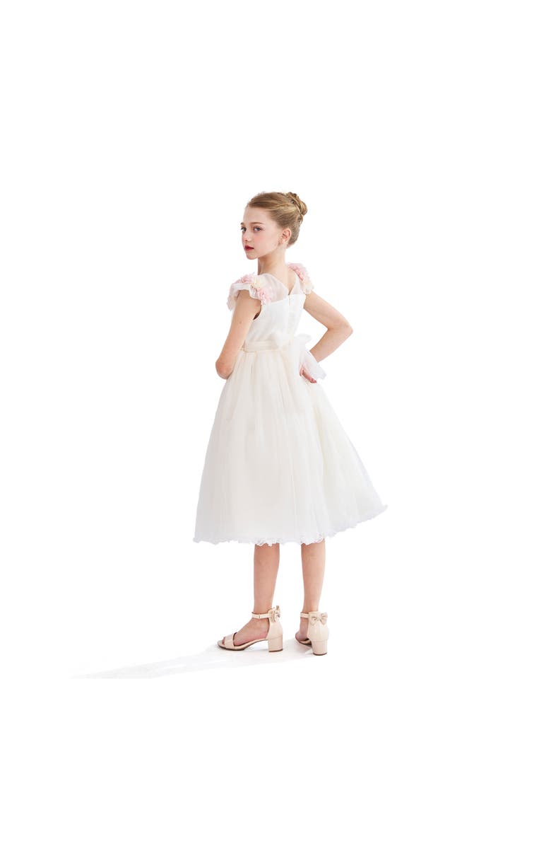 Tulleen Dress with Petal Trim, Alternate, color, White