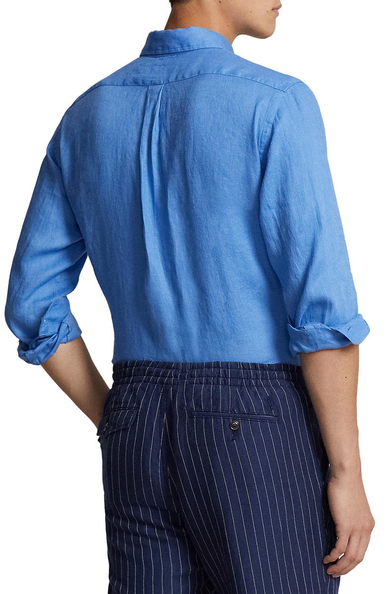 Polo Ralph Lauren Piece Dyed Linen Button-Down Shirt, Alternate, color, 