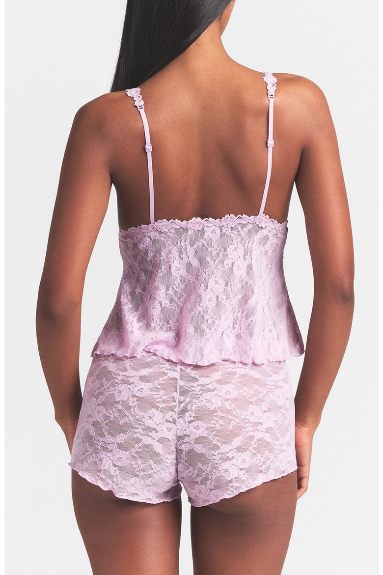 Stretch Lace Triangle Camisole & Shorts Set, Alternate, color, BABY PINK