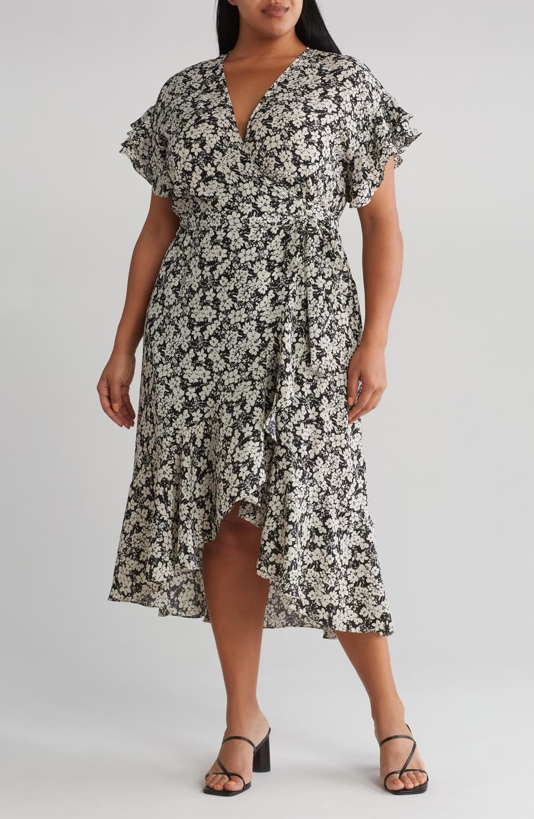 MAX STUDIO High/Low Wrap Dress, Main, color, 