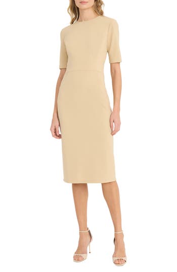 Donna Morgan Sheath Midi Dress In Irish Cream