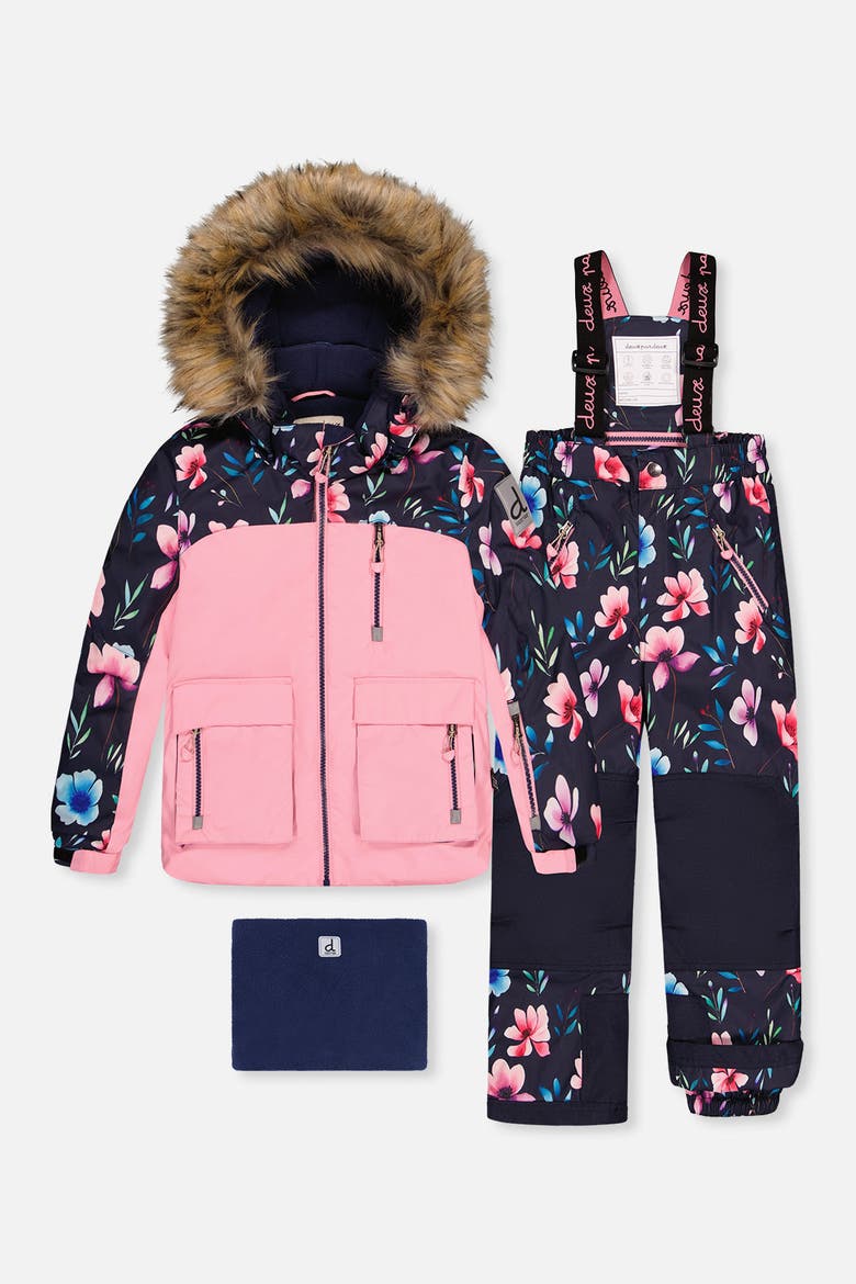 Play Floral Jacket & Reinforced Pants Two Piece Snowsuit, Main, color, Pink