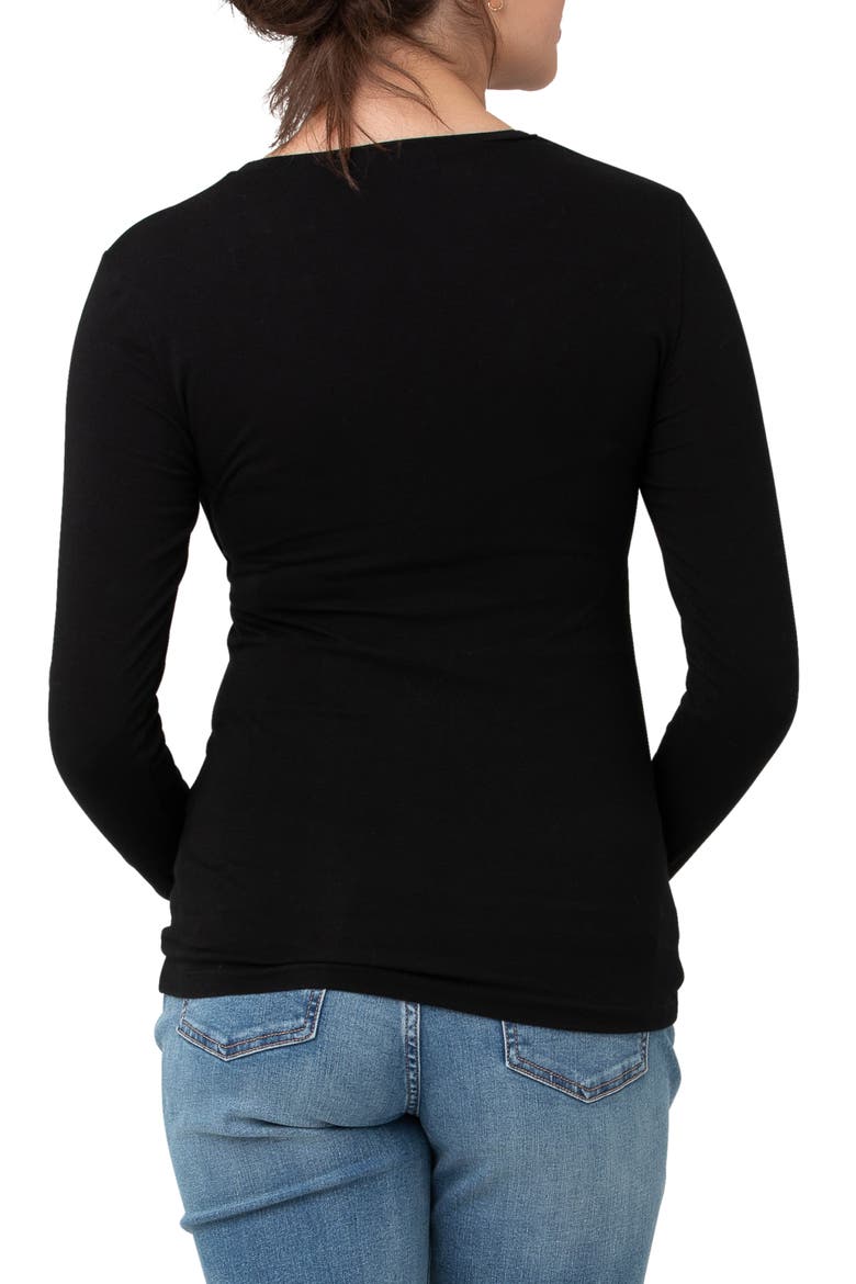 Stretch Organic Cotton Maternity/Nursing Top, Alternate, color, BLACK