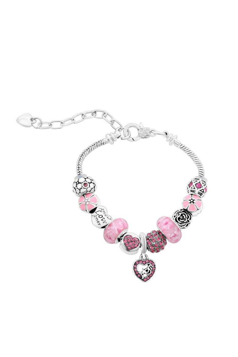 Pink Crystal Mom Charm Bracelet, Main, color, Pink
