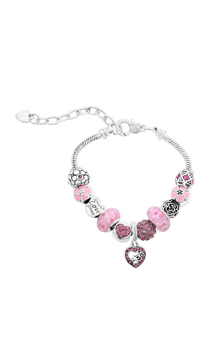 Donatello Gian Pink Crystal Mom Charm Bracelet, Main, color, Pink