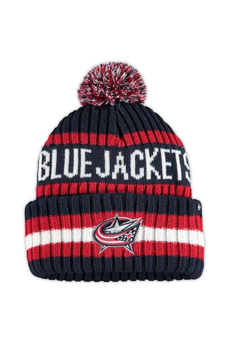Men's '47 Navy Columbus Blue Jackets Bering Cuffed Knit Hat with Pom, Alternate, color, NAVY