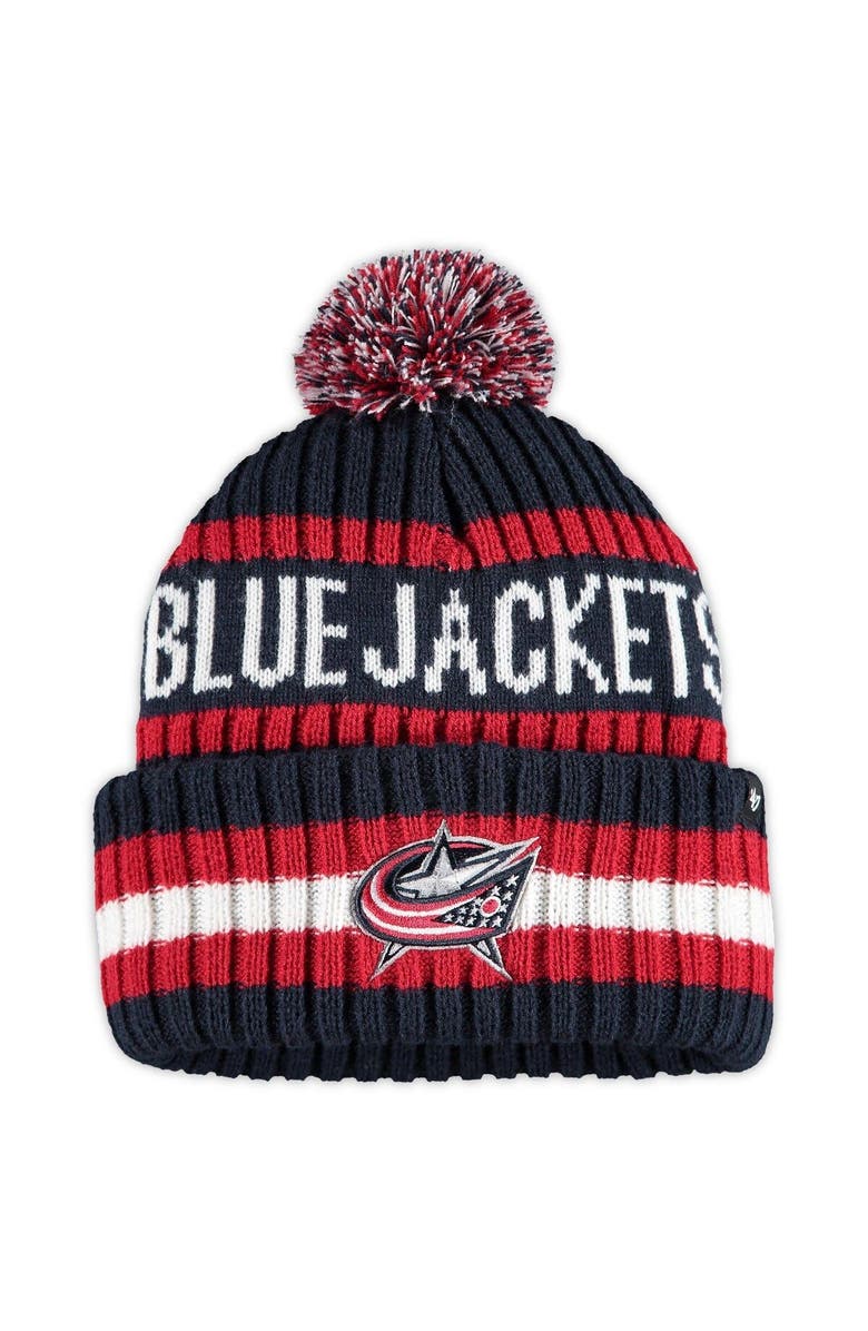 '47 Men's '47 Navy Columbus Blue Jackets Bering Cuffed Knit Hat with Pom, Alternate, color, Navy