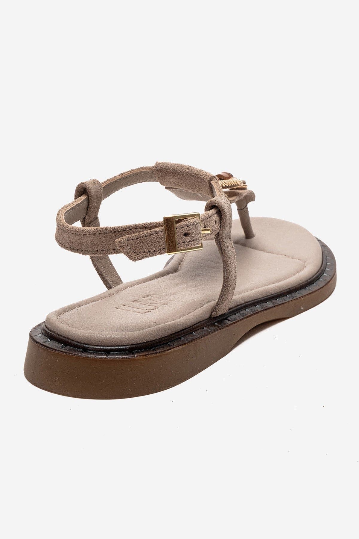 Tiana Leather Buckled Sandal, Alternate, color, Mink Suede